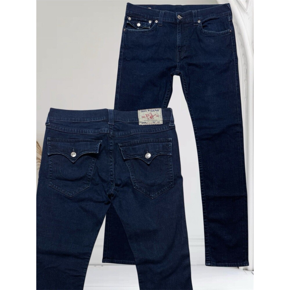 True Religion Rocco Men's Relaxed Skinny Blue Jeans Size 36x33